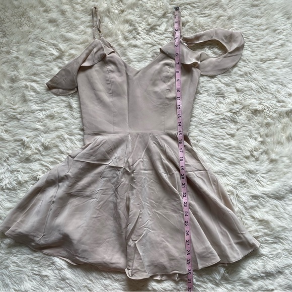 Amanda Uprichard Dress Tate Cold Shoulder Fit & Flare 100% Silk Bone Nude P - Picture 12 of 16